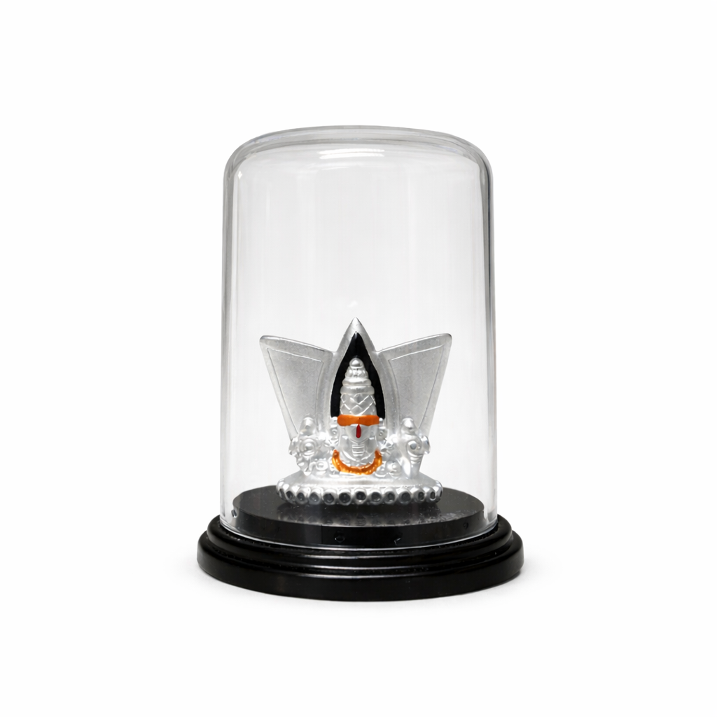 Tirupati Balaji Devotional Silver Idol with Decorative Base