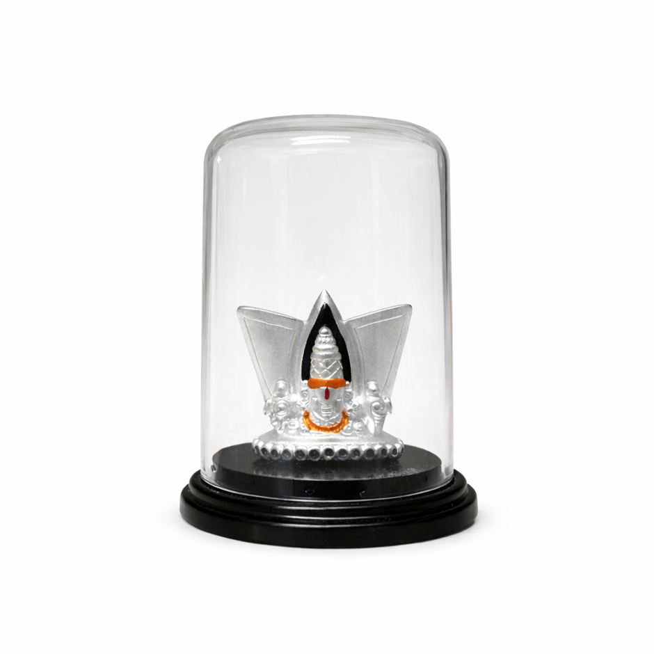Tirupati Balaji Devotional Silver Idol with Decorative Base