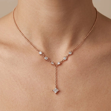Rose Gold Drop CZ 925 Sterling Silver Chain Pendant for Women