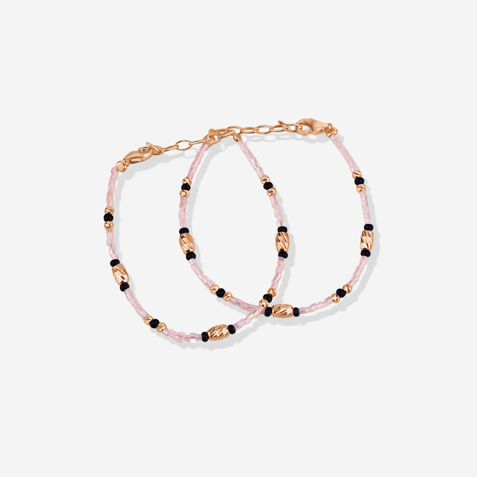 Blush Beaded 925 Sterling Silver Rose Gold Kid's Bracelet