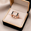 Rose Gold Rectangle Black CZ 925 Sterling Silver Ring for Men
