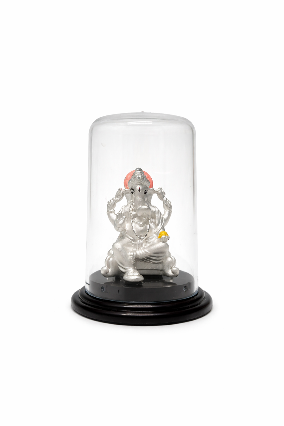 Shree Ganesha Pure Silver Idol with Display Dome