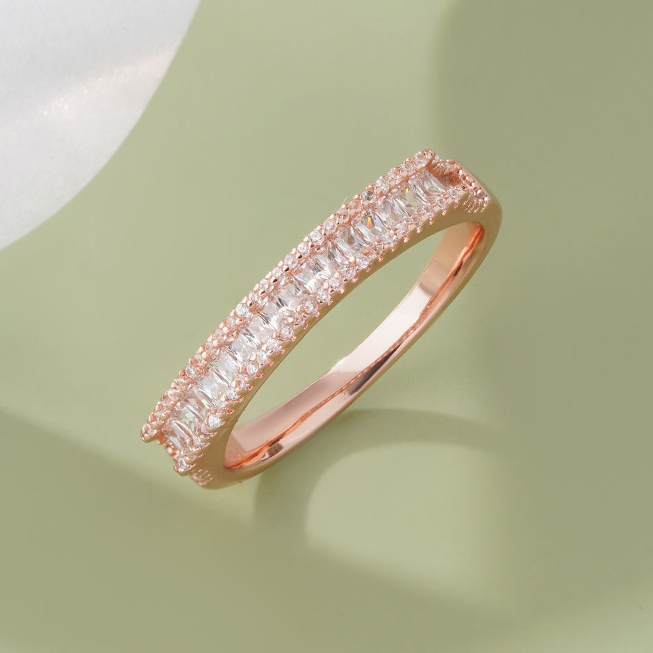 Princess Cut Diamond CZ Rose Gold Ring