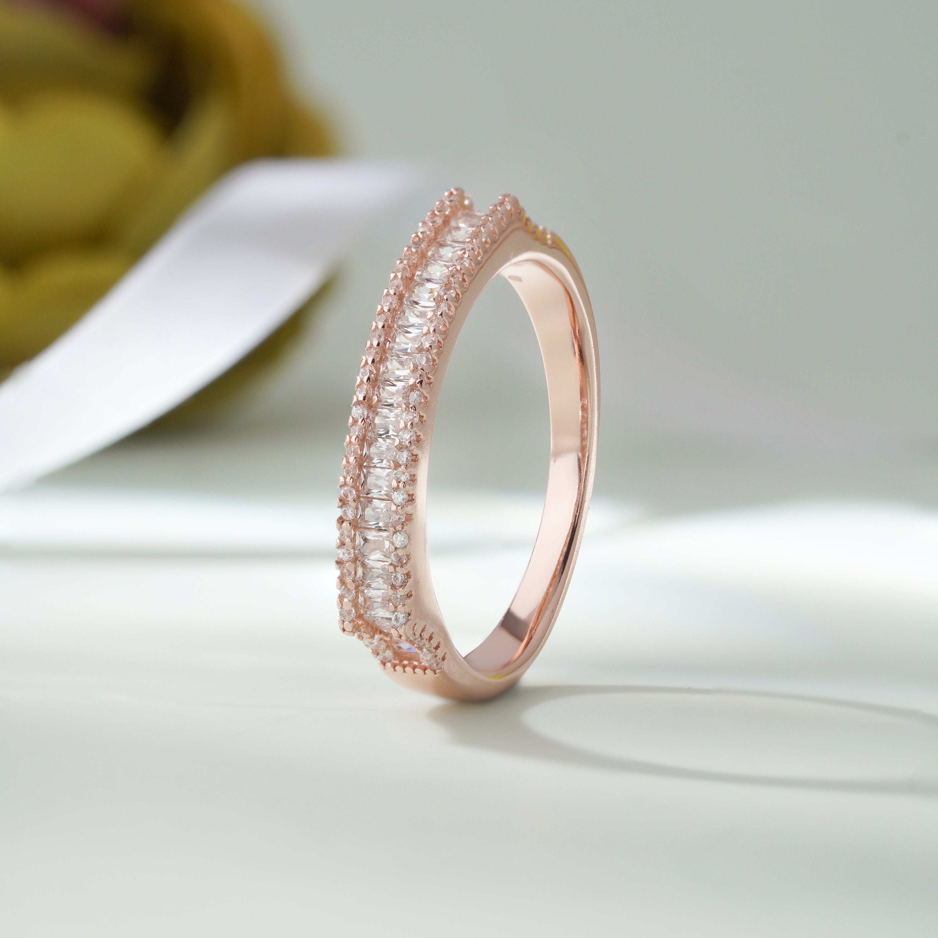 Princess Cut Diamond CZ Rose Gold Ring