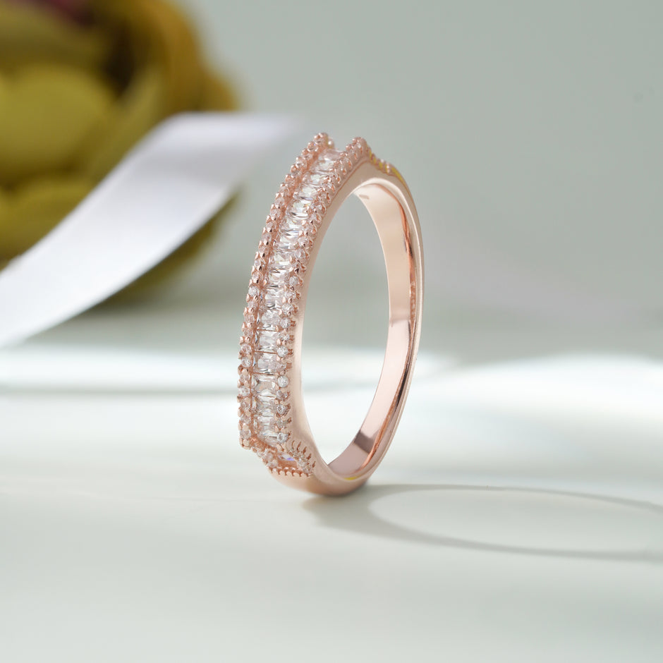 Princess Cut Diamond CZ Rose Gold Ring