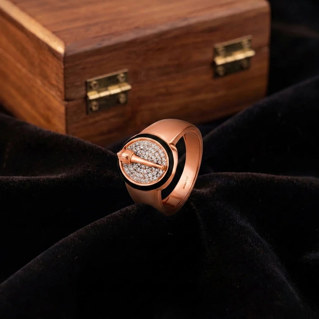 Rose Gold Oval Cross CZ 925 Sterling Silver Ring for Men