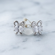 Butterfly CZ Diamond Design 925 Sterling Silver Stud Earrings for Women