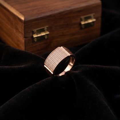 Rose Gold Square CZ 925 Sterling Silver Ring for Men