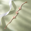 Peach Flower Design Diamond 925 Sterling Silver Rose Gold Bracelet for Women