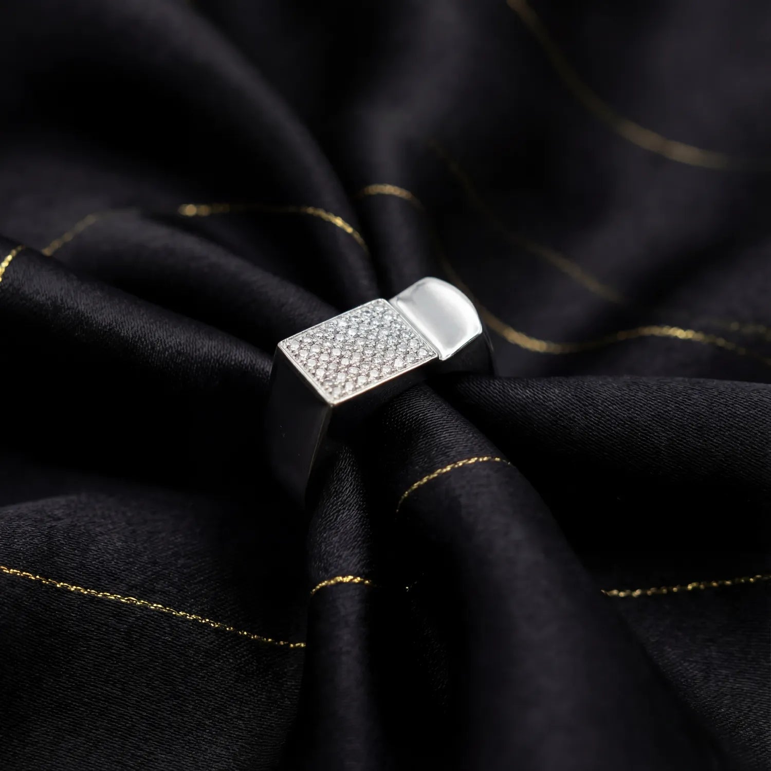 Square Top Micro Pavé CZ 925 Sterling Silver Ring for men