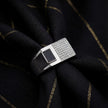 Dual Panel Black Stone & CZ Grid 925 Sterling Silver Ring for Men