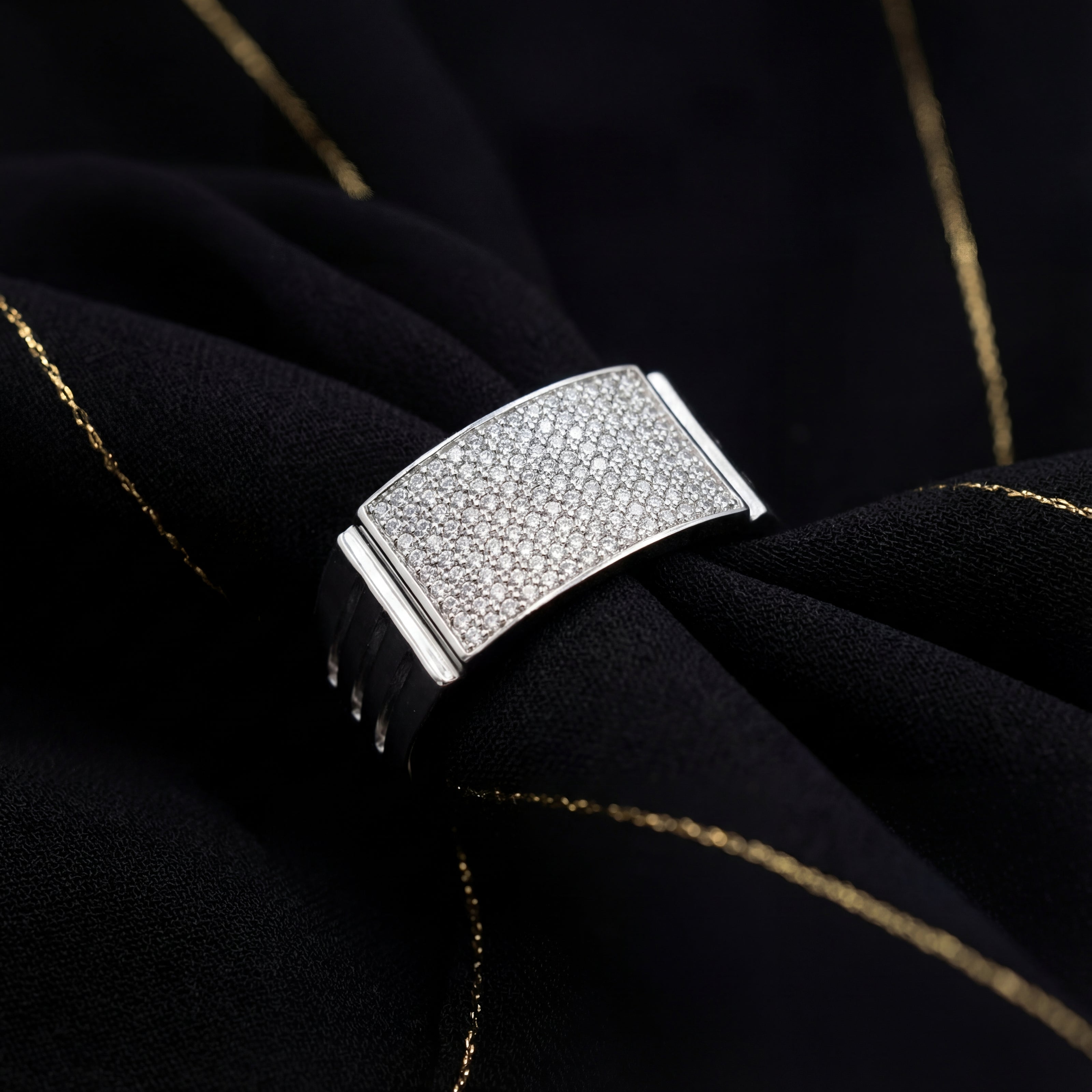 Arched Micro cz 925 sterling Silver ring for men