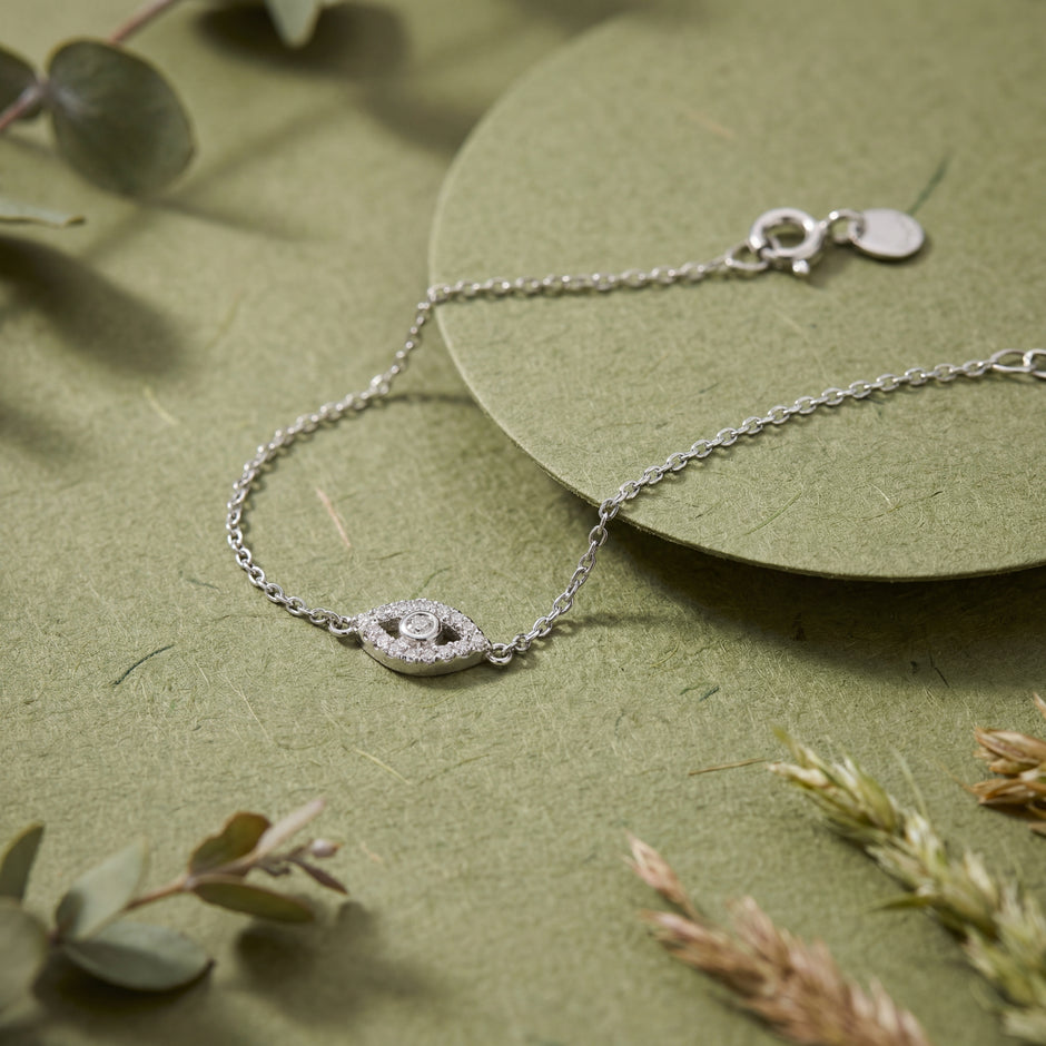 Elegant Evil Eye Bracelet in 925 Sterling Silver