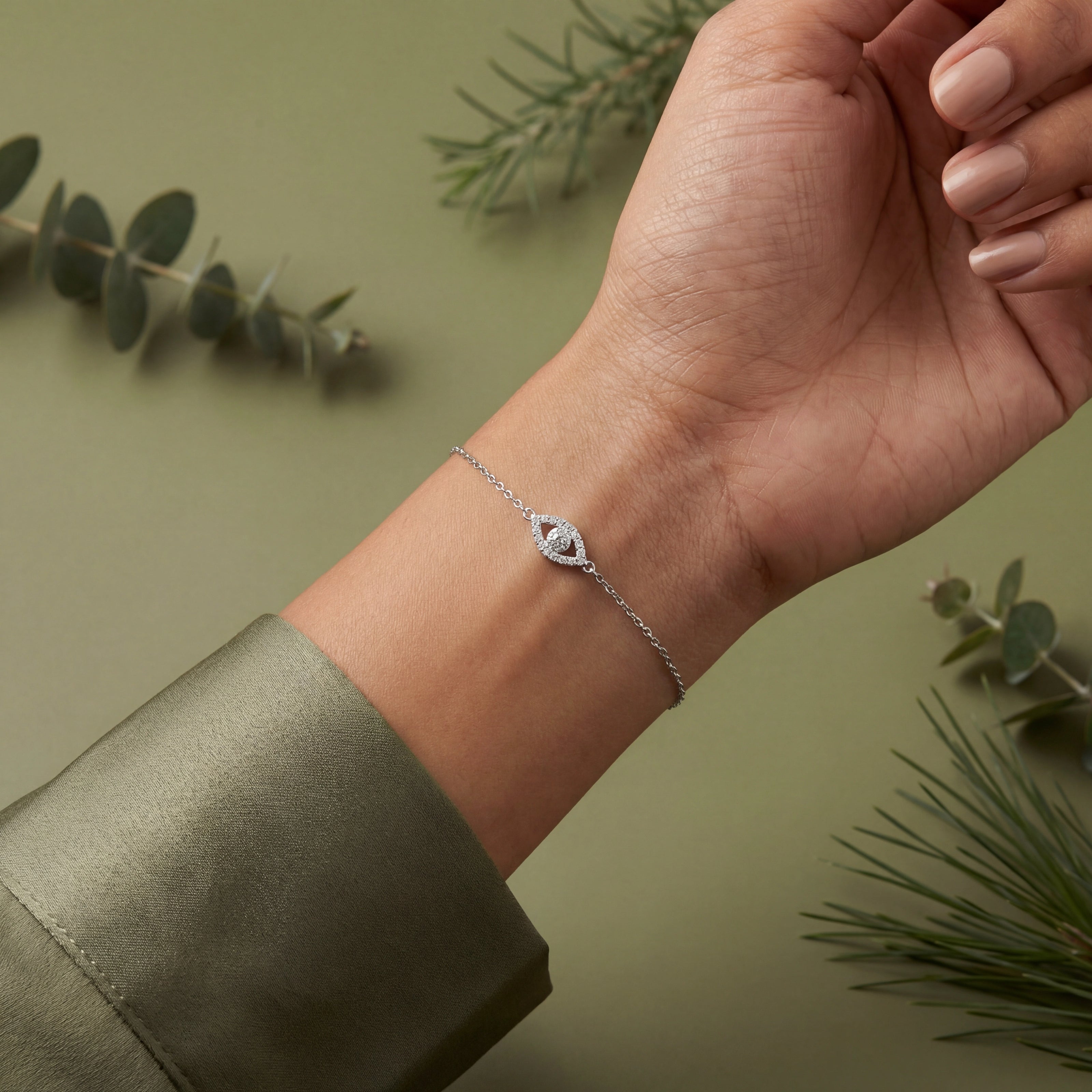 Elegant Evil Eye Bracelet in 925 Sterling Silver