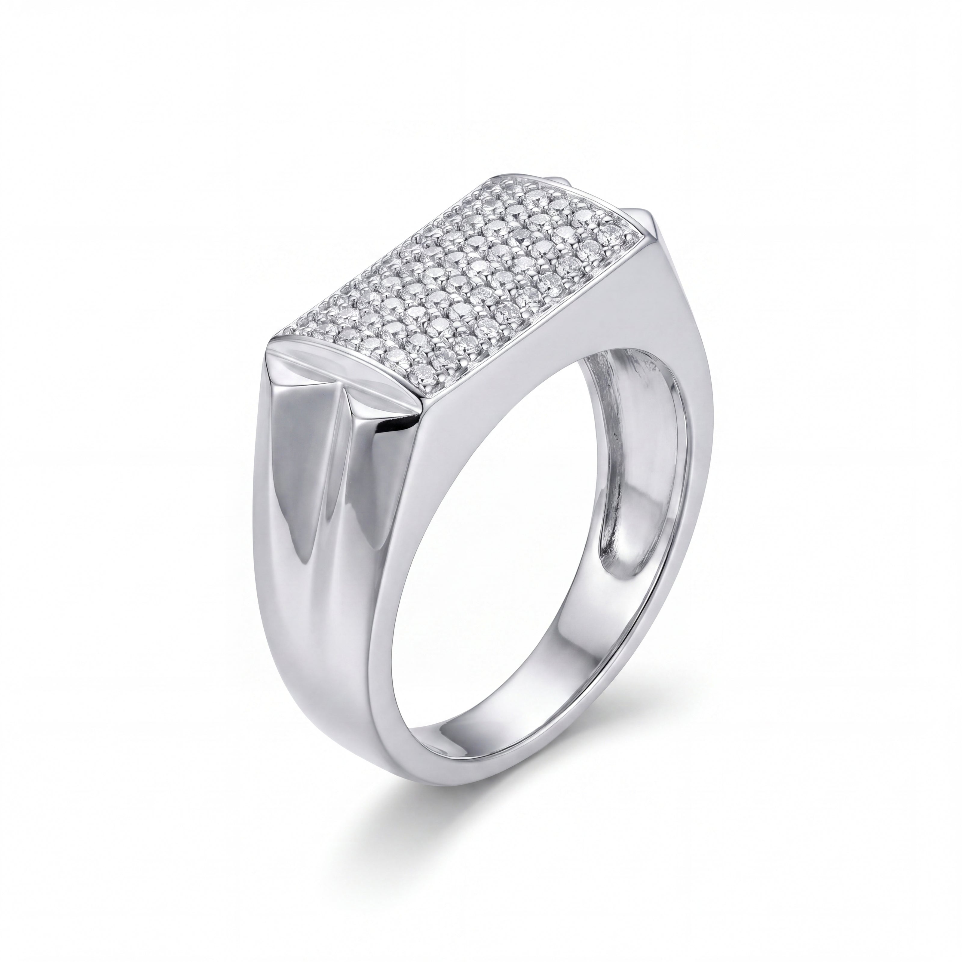 Rectangular CZ Top 925 Sterling Silver Men's Minimal Statement Ring
