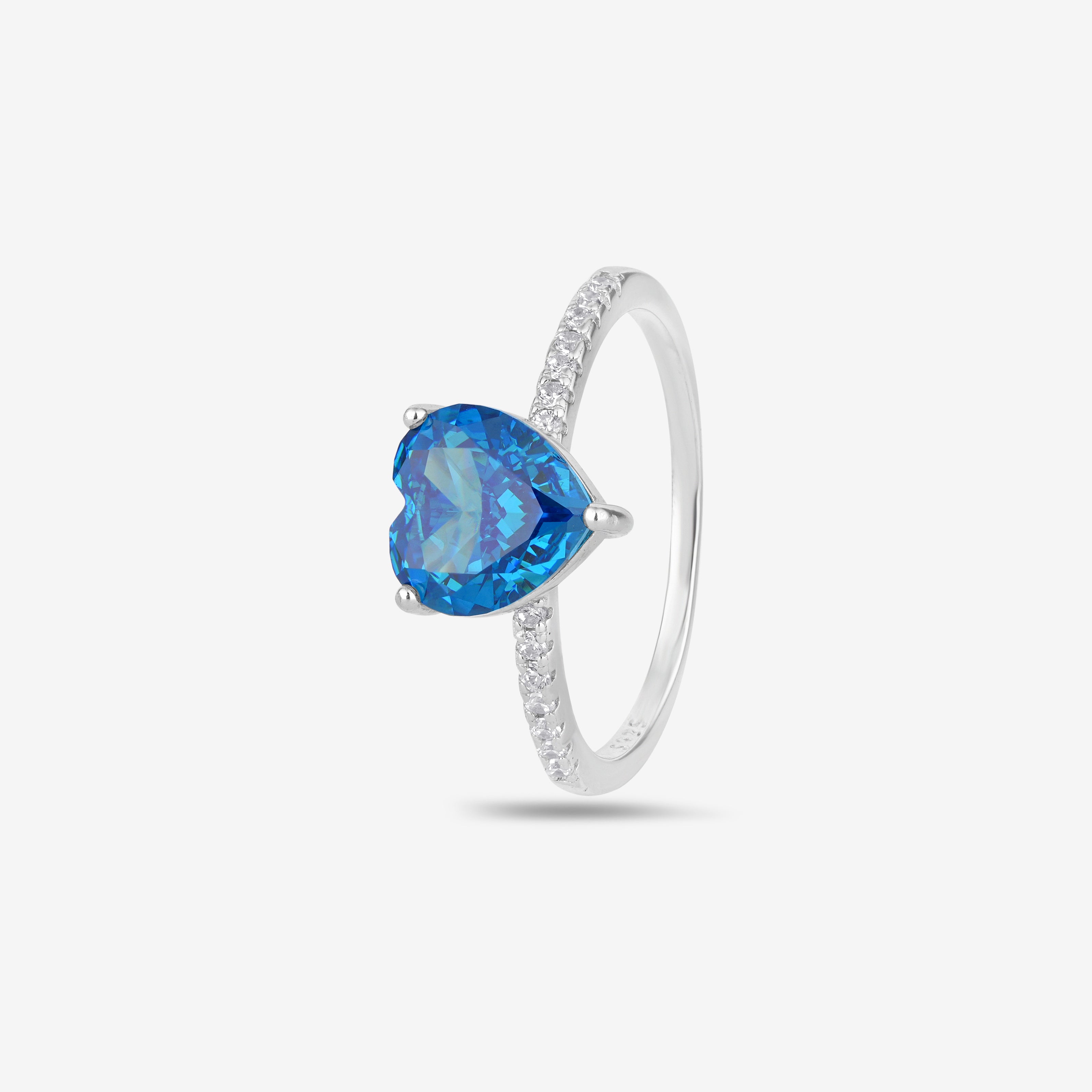 Blue Heart Solitaire Ring