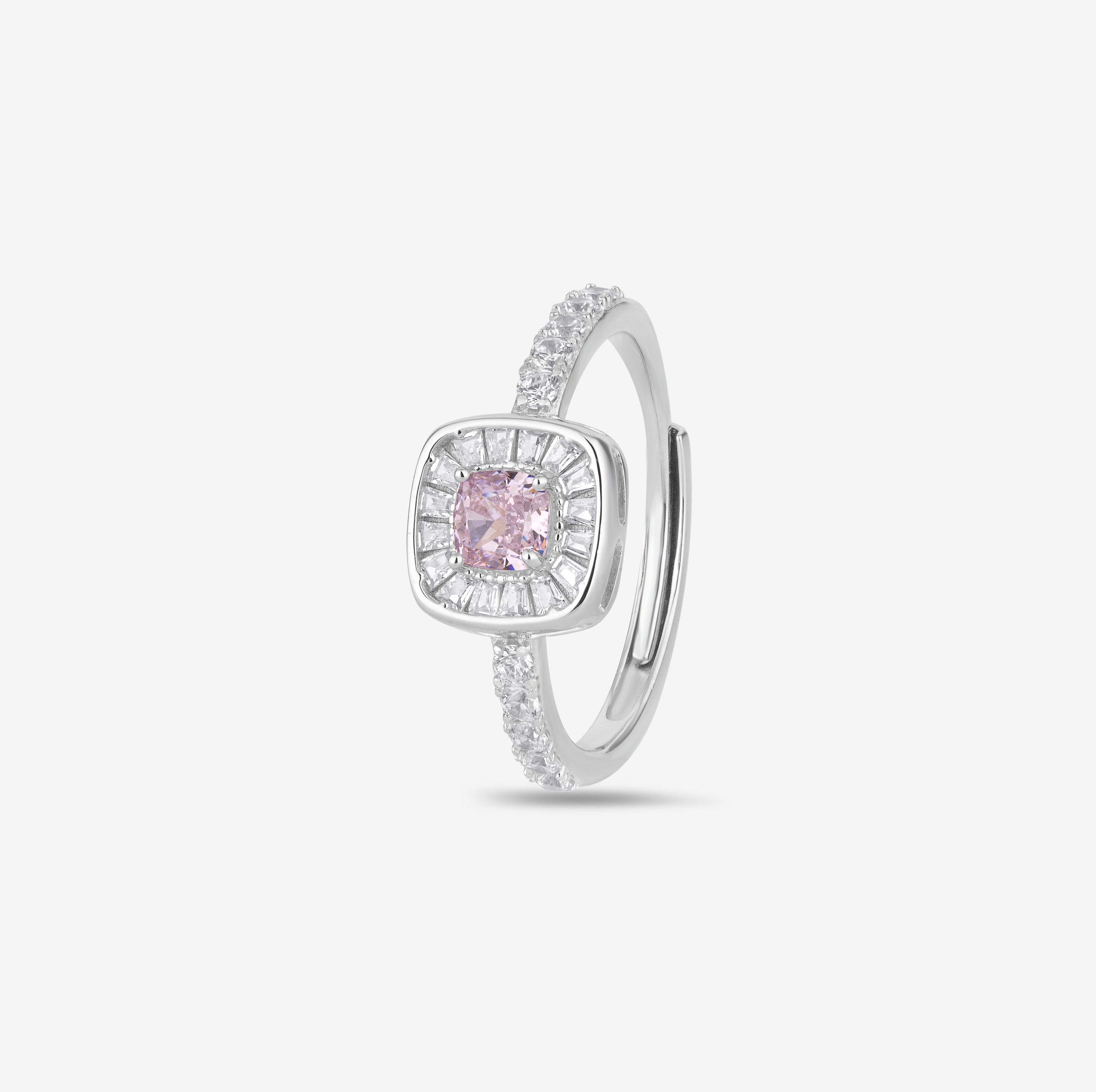 Pink Diamond Silver Ring