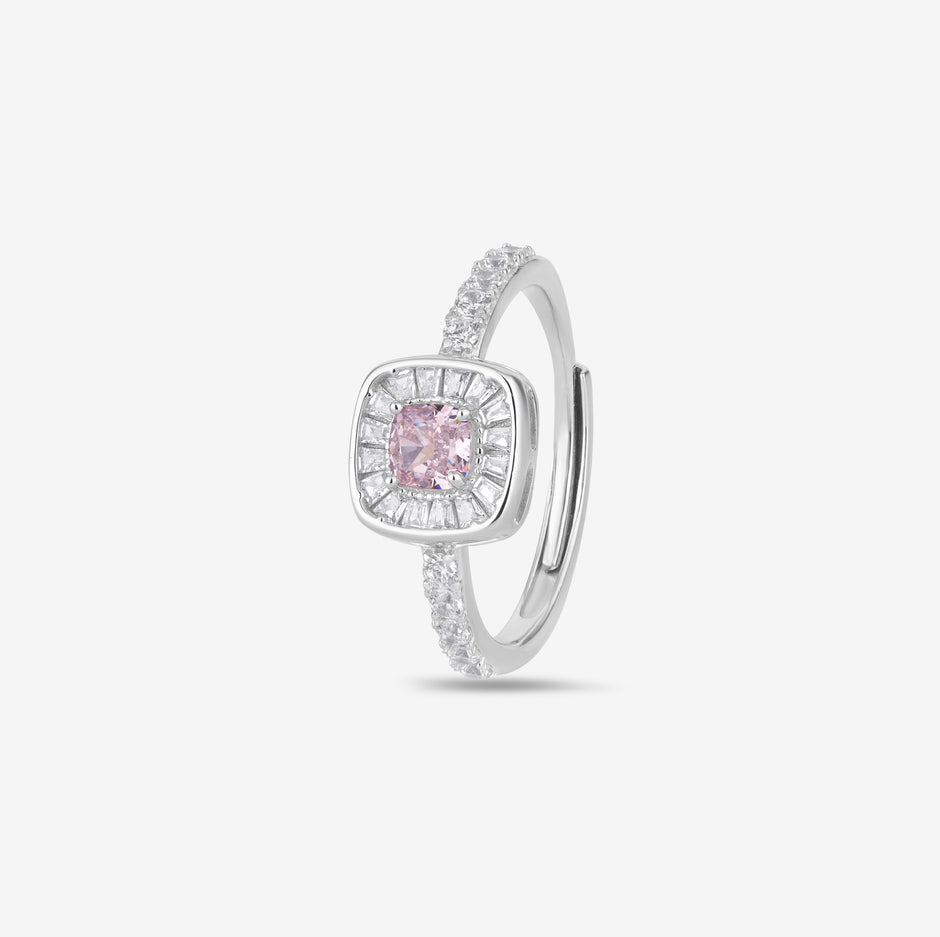 Pink Diamond Silver Ring