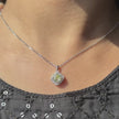 Elegant Halo Green Stone 925 Silver Pendant Necklace