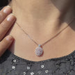 pink stone oval diamond 925 silver rose gold pendant chain