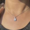 Crystal Halo White Diamond 925 Sterling Silver Pendant Chain for Women