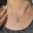 flower design white stone 925 silver pendant chain