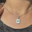Geometric Emerald Glow Diamond 925 Sterling Silver Pendant Necklace for Women