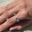 Silver Diamond Pattern Band Ring on Hand