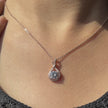 Round Pink Stone CZ 925 Silver Rose Gold Pendant Necklace