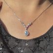 Sky Blue Stone Teardrop 925 Silver Pendant Necklace