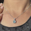 sky blue diamond aura 925 silver pendant chain