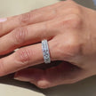 Silver Diamond Band Ring on Hand