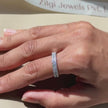 Minimal Silver Diamond Band Ring on Hand