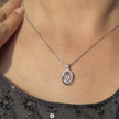 light pink diamond spiral 925 silver pendant chain
