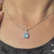 Sky Blue Radiance Cushion Diamond 925 Silver Pendant Necklace