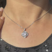 Cushion Diamond Floral 925 Sterling Silver Pendant Necklace for Women