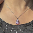 Rectangular Pink Diamond 925 Silver Pendant Necklace