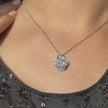 radiant blossom pink diamond 925 silver pendant chain