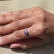 Silver Purple Square Stone Ring on Hand