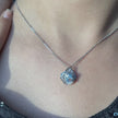 Ocean Bloom Blue Stone 925 Sterling Silver Pendant Chain for Women