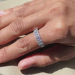 White Diamond Simple Wedding Silver Ring for Women on Hand