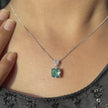 emerald glow green stone 925 silver pendant chain