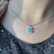 sky aura diamond CZ 925 silver pendant chain