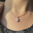 Radiant Diamond Halo 925 Silver Rose Gold Pendant Necklace