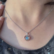 azure spark square diamond 925 silver pendant chain