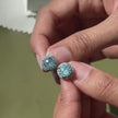 Blue Halo Round Stud Earrings