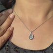 ocean glow diamond halo 925 silver pendant chain