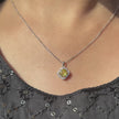 Radiant Yellow Halo CZ 925 Silver Pendant Necklace