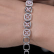 Floral Geometric Diamond Adjustable Silver Bracelet for Women