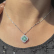 Floral Green Stone 925 Silver Pendant Necklace